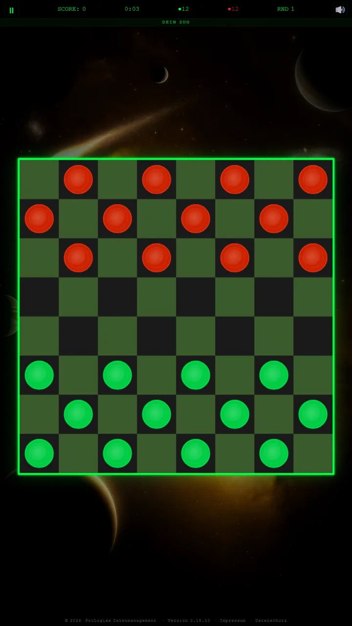 Laufende Partie auf dem 8×8-Brett